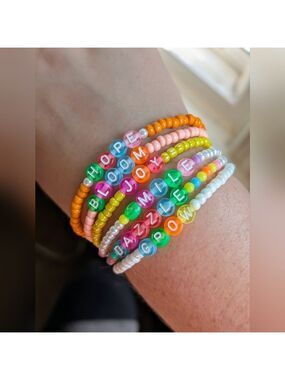 Colorful Inspirational Word Bracelets Set Of 6